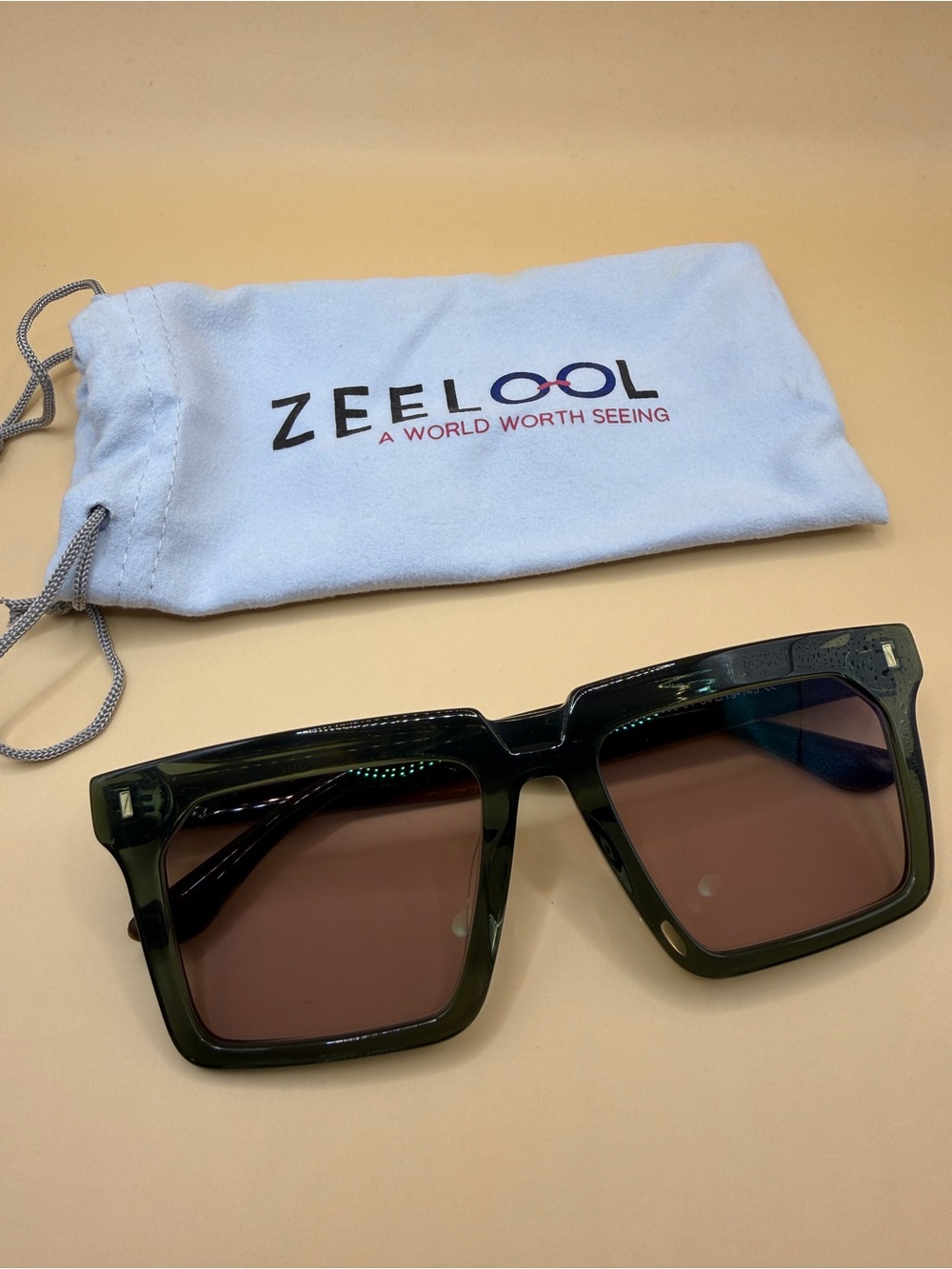 Zeelool Green Square Glasses Frame, Unknown Prescription